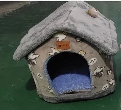 Foldable Dog House Pet Cat Bed Winter Dog Villa Sleep Kennel Removable Nest Warm Enclosed Cave Sofa Pets Supplies - Bellarte Enchanté Foldable Dog House Pet Cat Bed Winter Dog Villa Sleep Kennel Removable Nest Warm Enclosed Cave Sofa Pets Supplies